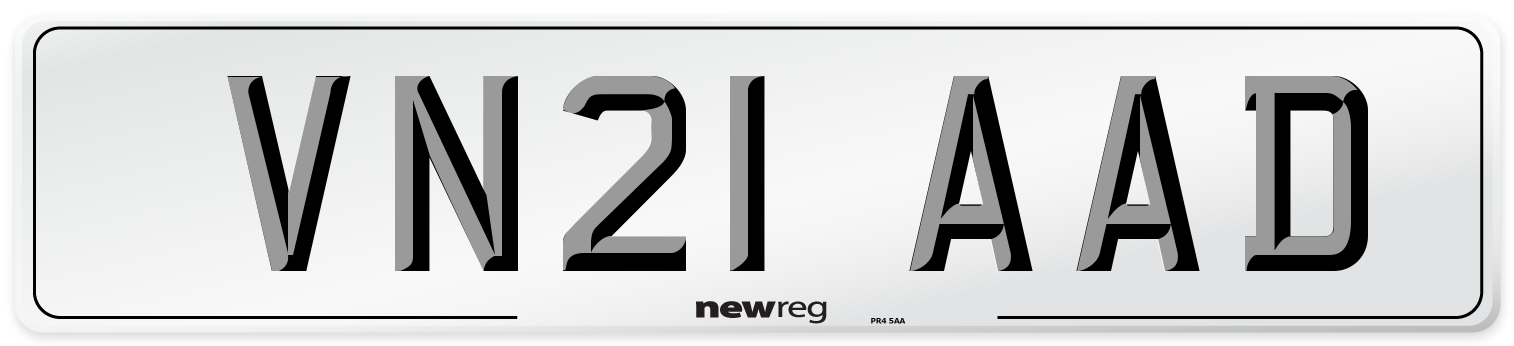 VN21 AAD Number Plate from New Reg
